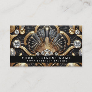 Luxury Art Deco Black Gold Diamond Business Cards