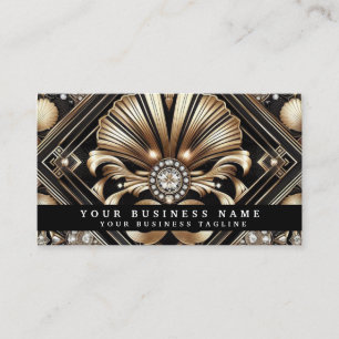 Luxury Art Deco Black Gold Diamond Business Cards