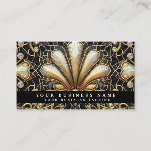 Luxury Art Deco Black Gold Diamond Business Cards