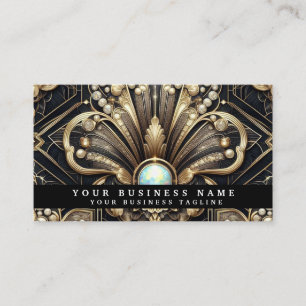 Luxury Art Deco Black Gold Diamond Business Cards