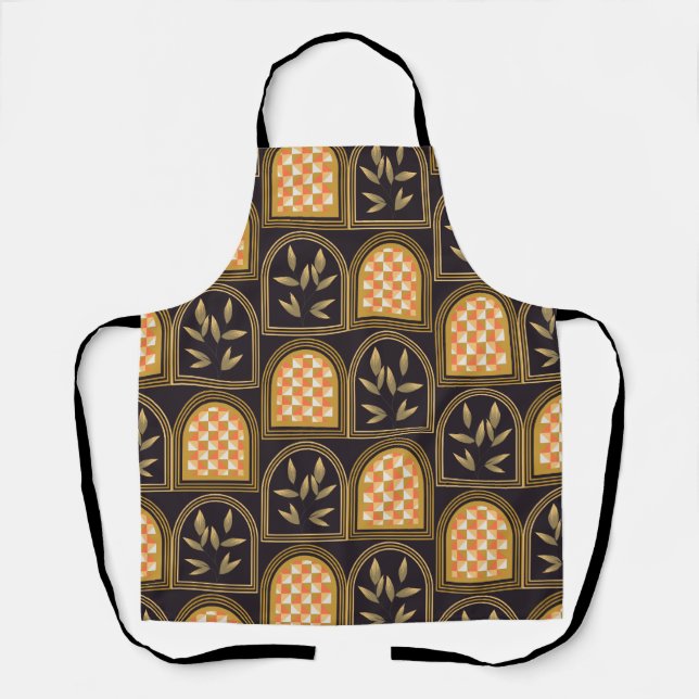 Luxury Art Deco Geometric Floral Seamless Pattern  Apron (Front)