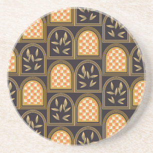 Luxury Art Deco Geometric Floral Seamless Pattern  Coaster