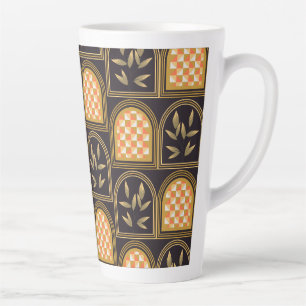 Luxury Art Deco Geometric Floral Seamless Pattern  Latte Mug