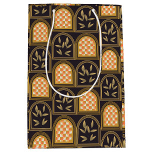 Luxury Art Deco Geometric Floral Seamless Pattern Medium Gift Bag