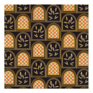 Luxury Art Deco Geometric Floral Seamless Pattern Poster