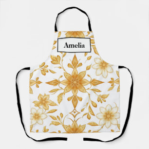 Luxury Art Deco Gold Floral Apron