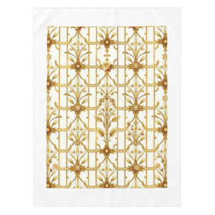 Luxury Art Deco Gold Floral Lattice Tablecloth
