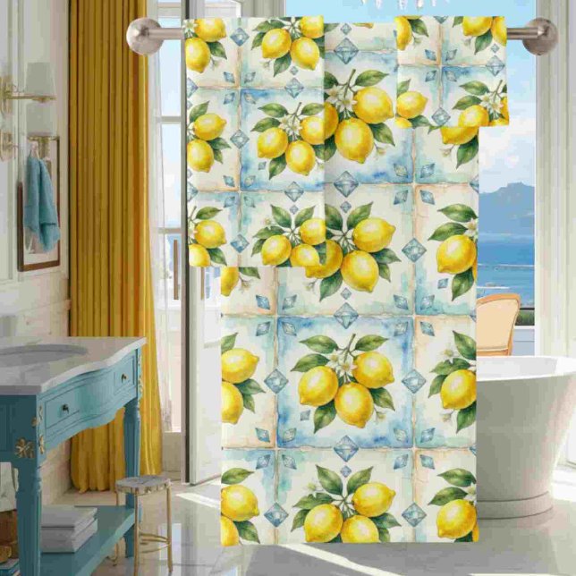 Luxury Art Deco Lemons Diamonds  Bath Towel Set (Creator Uploaded)