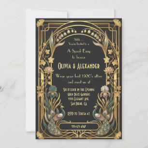Luxury Art Deco Speakeasy Party Wedding Invitation