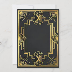 Luxury Art Deco Wedding Invitation - Elegant Gold 