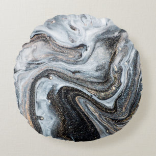 Luxury art in Eastern style. Golden swirl, artisti Round Cushion