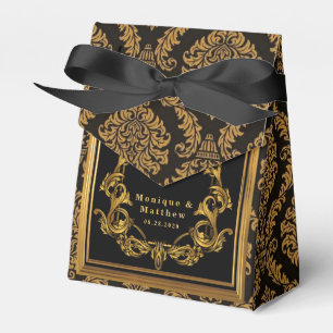 Luxury Art Nouveau Black and Gold Royal Wedding Favour Box