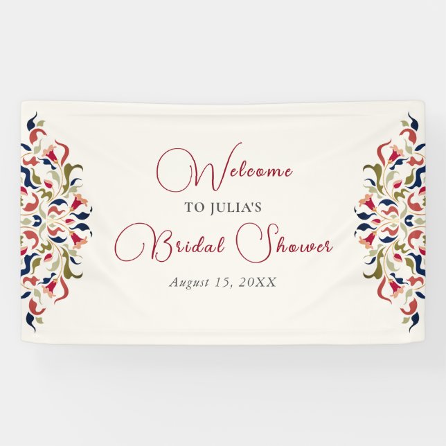 Luxury Artistic Botanical Floral Paisley Wedding Banner (Horizontal)