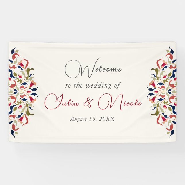 Luxury Artistic Botanical Floral Paisley Wedding Banner (Horizontal)