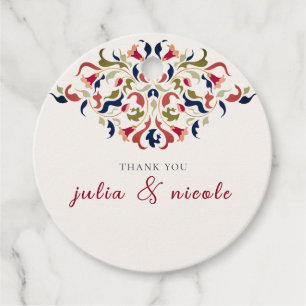 Luxury Artistic Botanical Floral Paisley Wedding Favour Tags