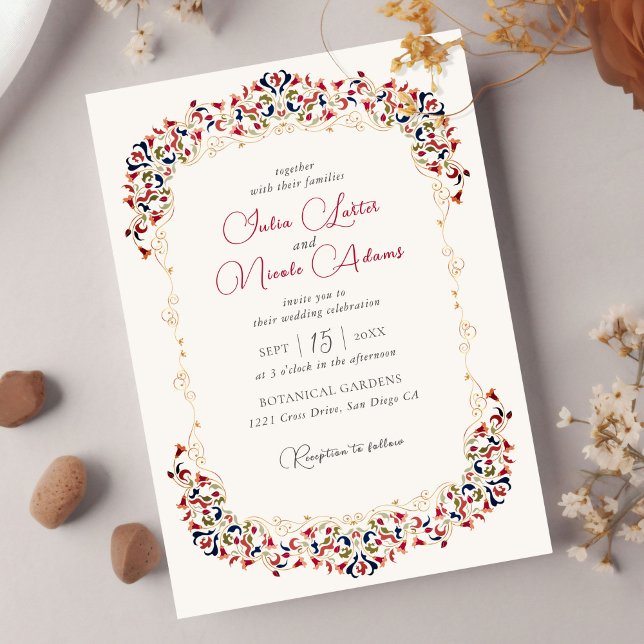 Luxury Artistic Botanical Floral Paisley Wedding Invitation (Creator Uploaded)