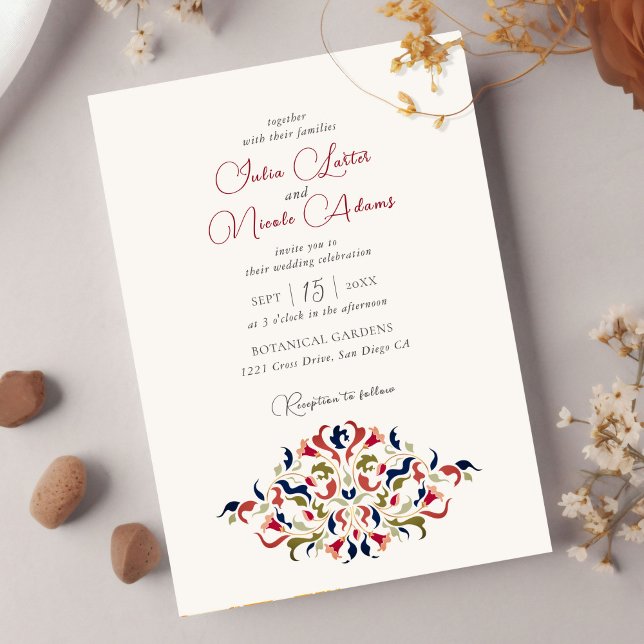 Luxury Artistic Botanical Floral Paisley Wedding Invitation (Creator Uploaded)