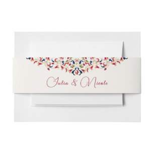 Luxury Artistic Botanical Floral Paisley Wedding Invitation Belly Band