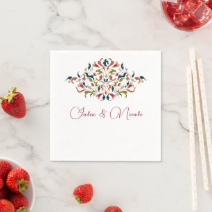 Luxury Artistic Botanical Floral Paisley Wedding Napkin