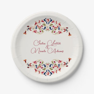 Luxury Artistic Botanical Floral Paisley Wedding Paper Plate