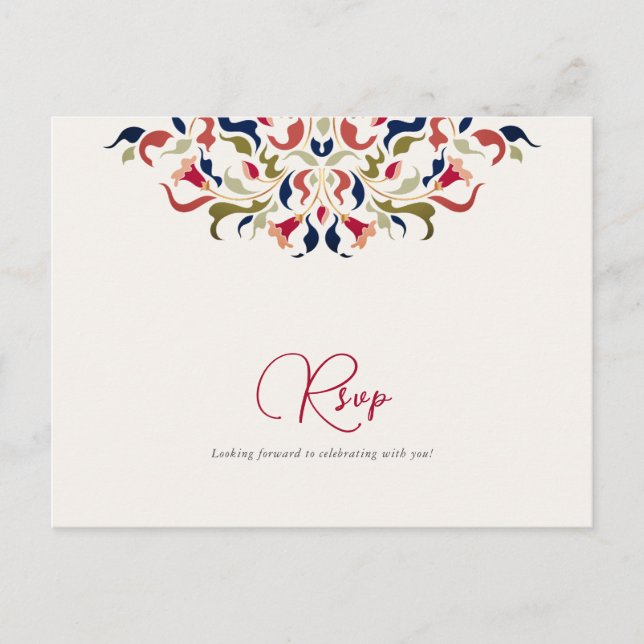 Luxury Artistic Botanical Floral Paisley Wedding Postcard (Front)