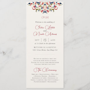 Luxury Artistic Botanical Floral Paisley Wedding Programme