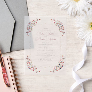 Luxury Artistic Botanical Floral Paisley Wedding Vellum Invitations