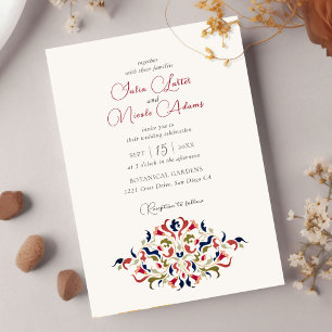 Luxury Artistic Floral Paisley Photo Wedding Invitation