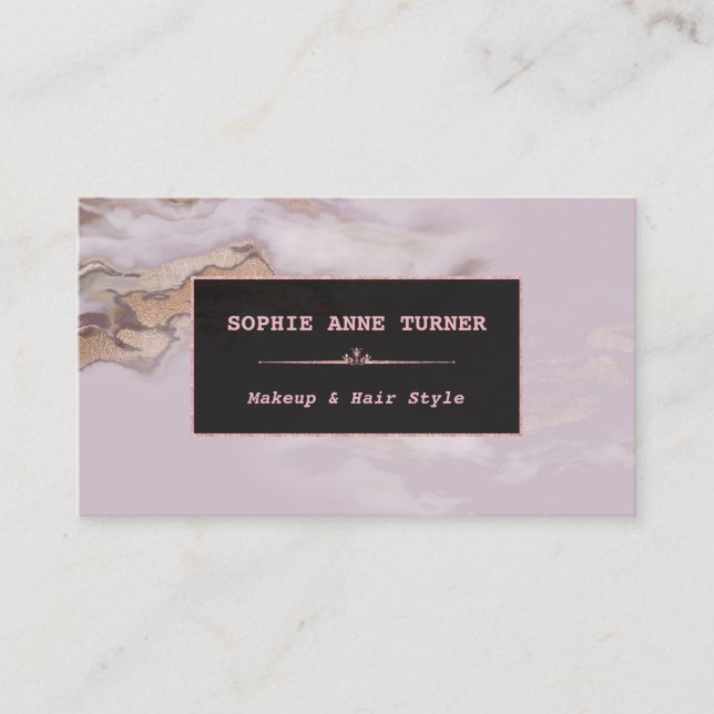 Luxury Aurum Marble Rose Gold Makeup Artist Business Card (Front)