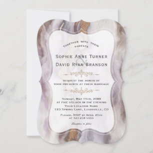 Luxury Aurum Purple Marble Wedding Invitation