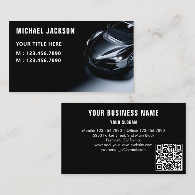 Luxury Auto Detailing Car Cleaning Repair QR Code  Business Card (Front/Back)