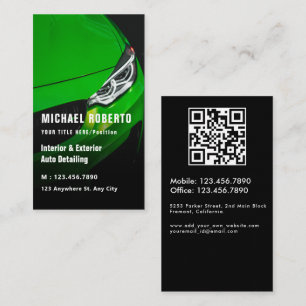 Luxury Auto Detailing Car Cleaning Repair qr code Business Card