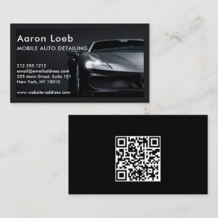 Luxury Auto Detailing Car Cleaning Repair QR Code  Business Card