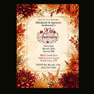 Luxury Autumn 20th Anniversary Party Invitation