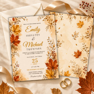 Luxury Autumn Leaves Wedding Invitation