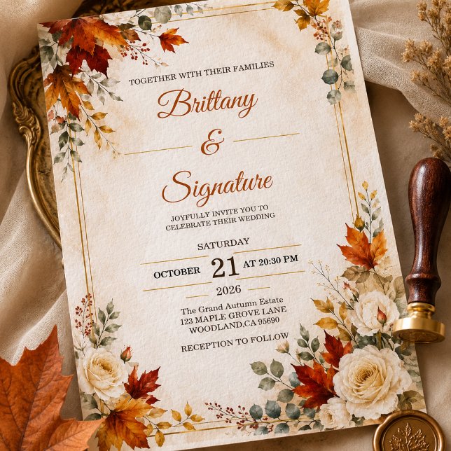 Luxury Autumn Wedding Invitation Template  (Creator Uploaded)