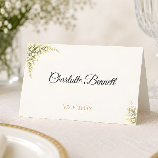 Luxury Baby's Breath Floral Wedding Place Card