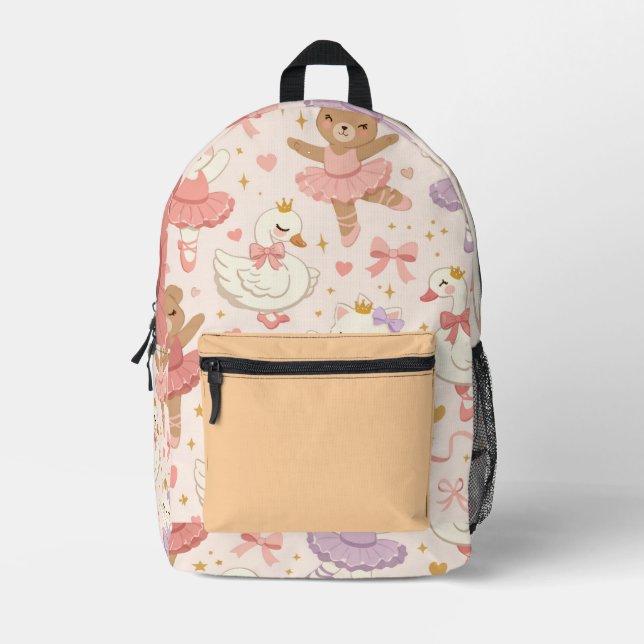 Luxury Ballerina Animals Kids Backpack Pattern (Front)