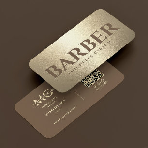 Luxury Barber Barbershop Brown Faux Gold Business Card