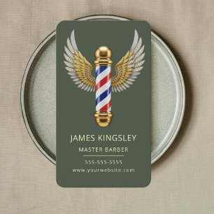 Luxury Barber Pole Haircut Professional Barbershop Business Card