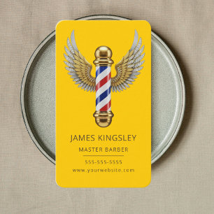 Luxury Barber Pole Haircut Professional Barbershop Business Card