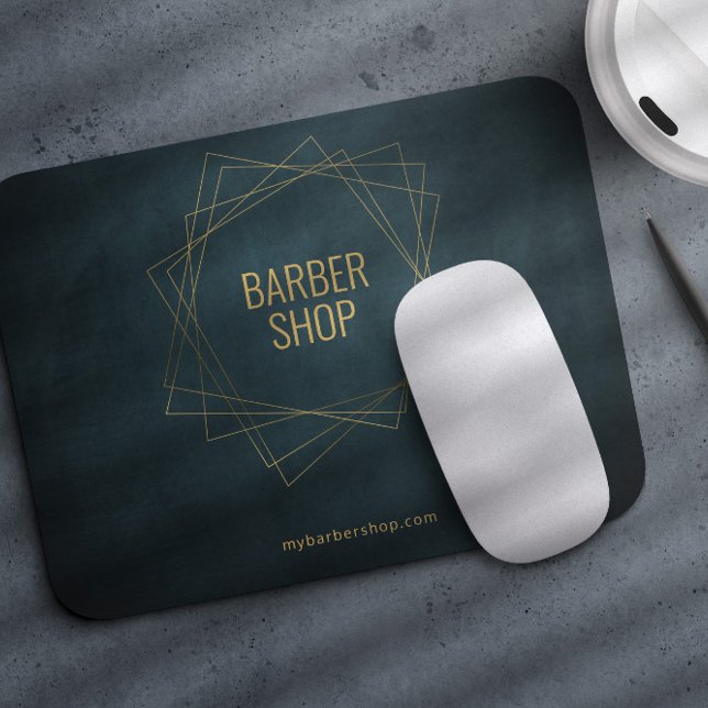 Luxury barber shop gold and navy geometric mouse mat (Creator Uploaded)