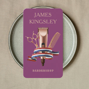 Luxury Barber Studio Chic Barbershop Berry Purple Business Card