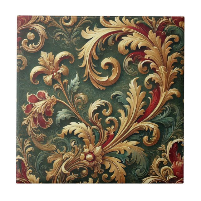 Luxury Baroque Damask Pattern Tile (Front)