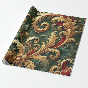 Luxury Baroque Damask Pattern Wrapping Paper