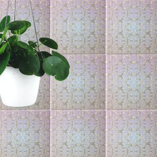 Luxury Baroque Gold Damask Pattern On Pastel Ombre Tile