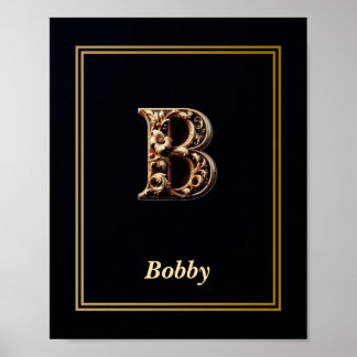 Luxury Baroque Letter B Monogram Poster