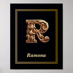 Luxury Baroque Letter R Monogram Poster