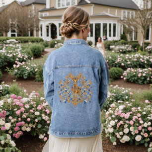 Luxury, Baroque, Ornamental, Fantasy, Christmas Denim Jacket
