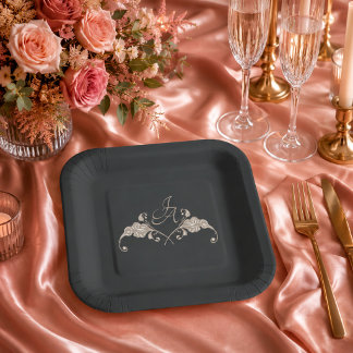 Luxury Baroque Square Wedding Paper Plate